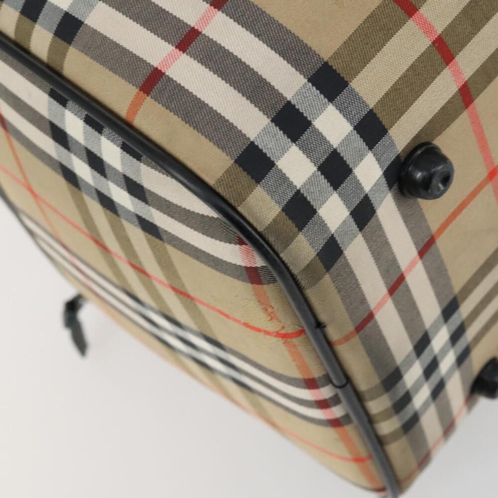 Burberrys Nova Check Boston Bag Canvas Beige Gold Auth 155390 - Picture 14 of 16
